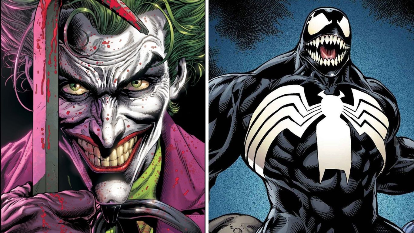 Top 5 des paires de méchants DC et Marvel pour la destruction du monde - Le Joker (DC) et Venom (Marvel)
