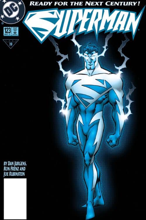 डीसी कॉमिक्स में शीर्ष 10 सबसे खराब सुपरहीरो पोशाक - सुपरमैन का इलेक्ट्रिक ब्लू सूट