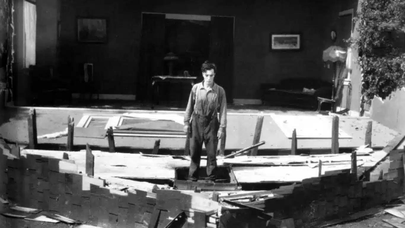 Top 10 Movie Stunts of All Time - Steamboat Bill, Jr. (1928): House facade falling stunt