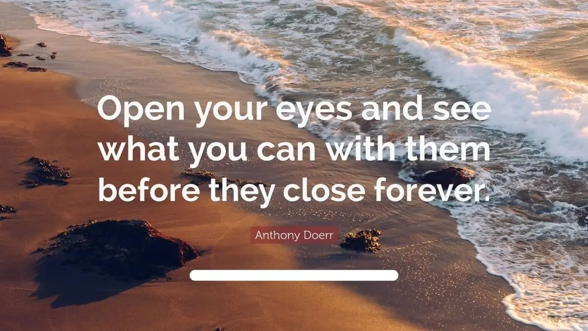 Open your eyes and see what you can with them before they close forever
