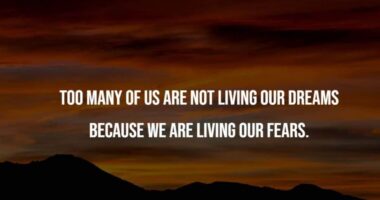 Too many of us are not living our dreams because we are living our fears