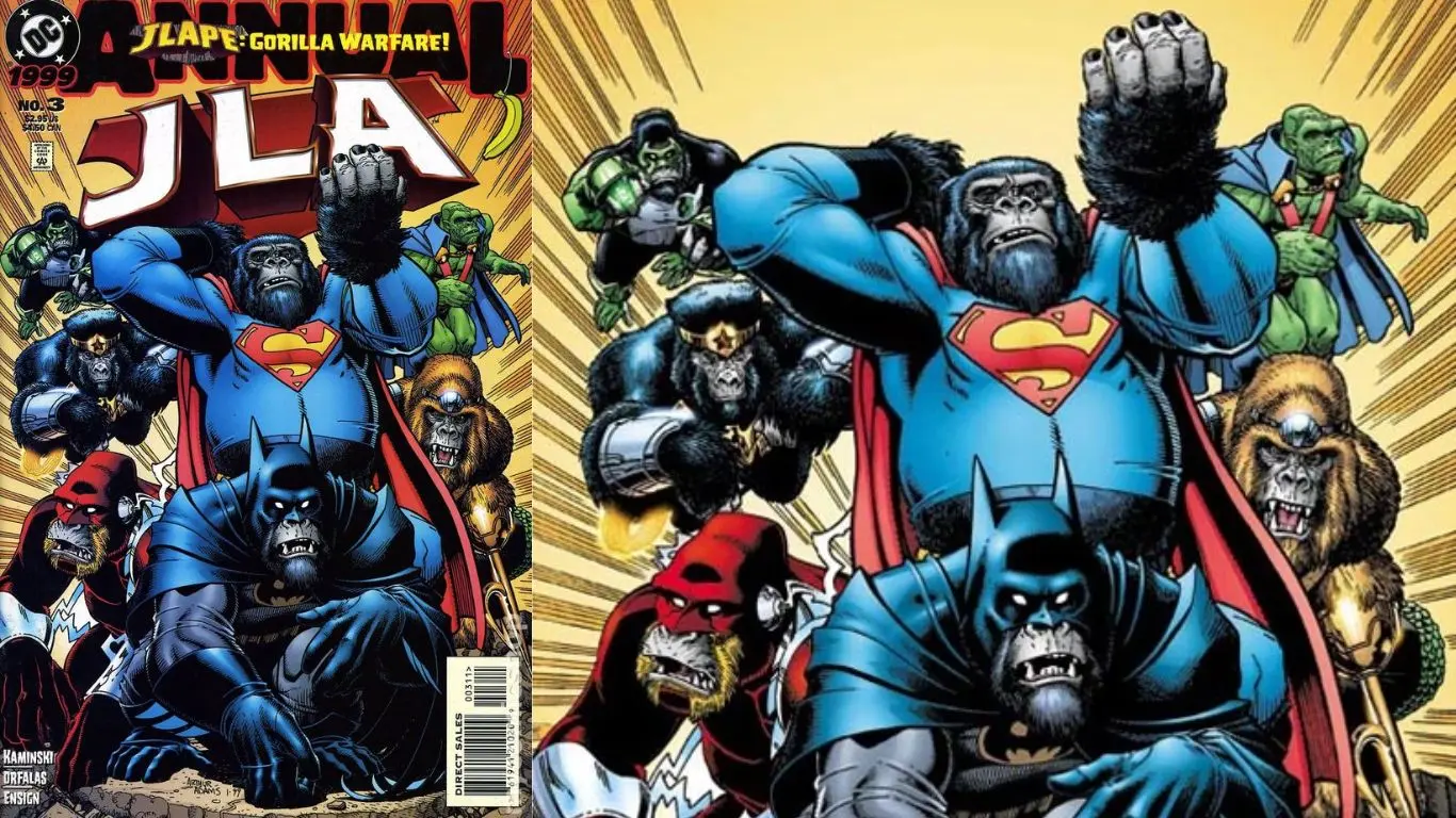 5 Times When DC Superheroes Turned Into Animals - The Justice League Turned Into Gorillas ("JLApe: Gorilla Warfare!")
