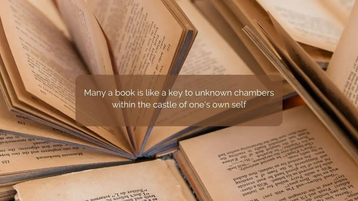 Many a book is like a key to unknown chambers within the castle of one's own self