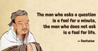 The man who asks a question is a fool for a minute, the man who does not ask is a fool for life.