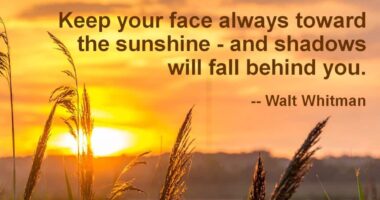 Keep your face always toward the sunshine, and shadows will fall behind you