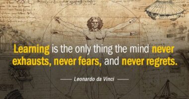 Learning is the only thing the mind never exhausts, never fears, and never regrets