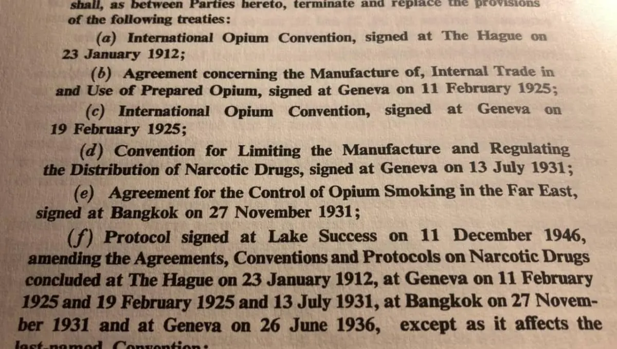 1961 Narcotic Drugs Convention Signed