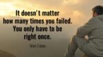 It doesn’t matter how many times you have failed. You only have to be right once.