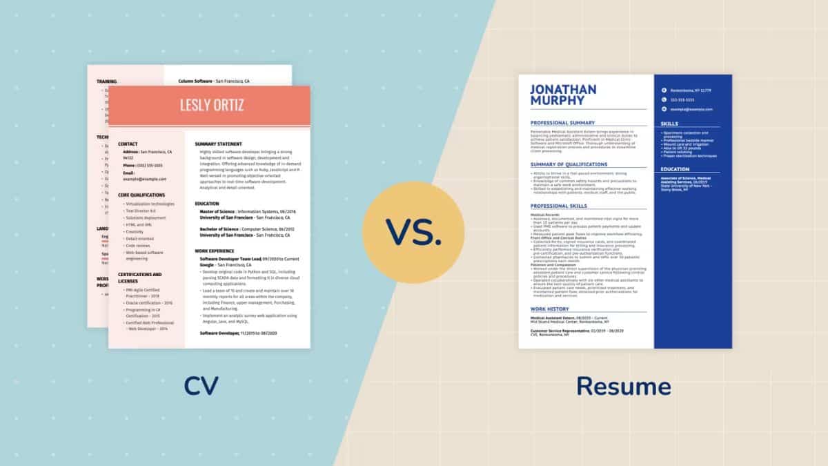 Difference Between CV and Resume