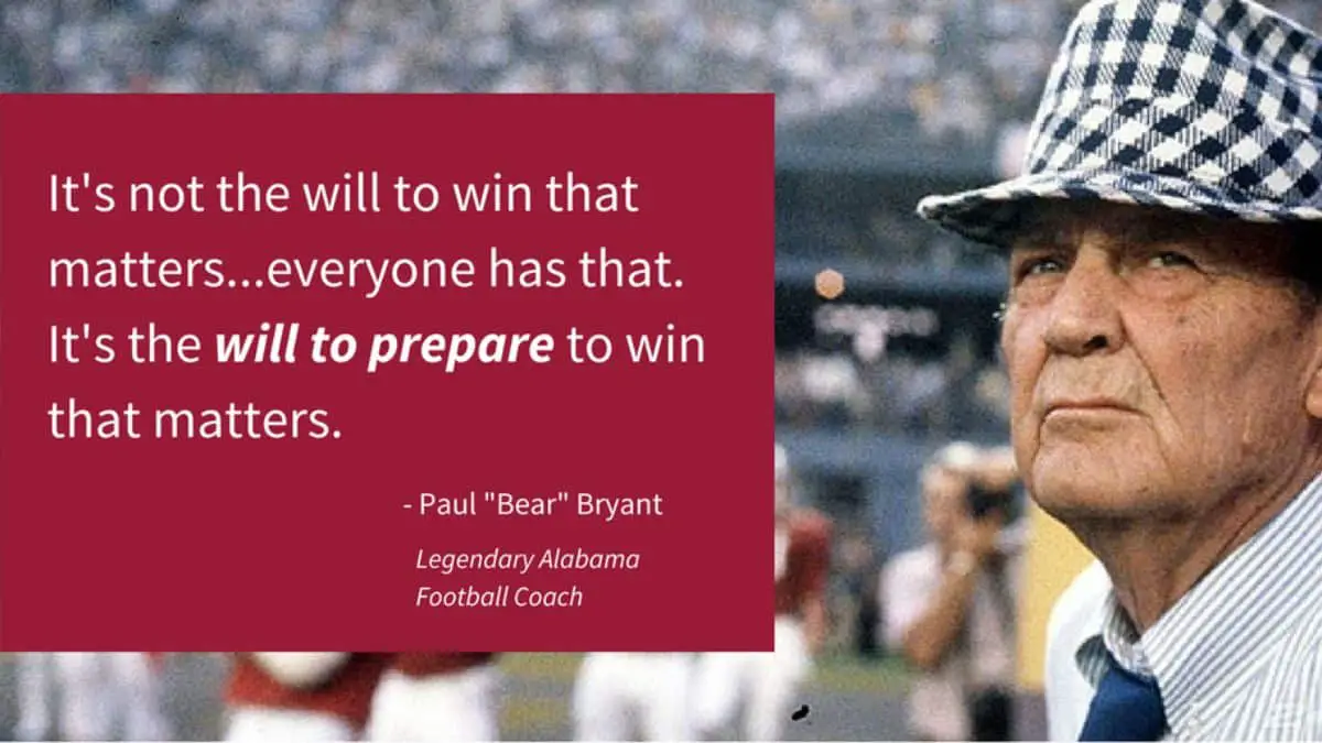 It’s not the will to win that matters—everyone has that. It’s the will to prepare to win that matters.