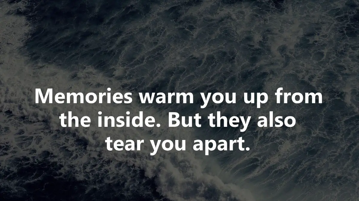 Memories warm you up from the inside. But they also tear you apart.