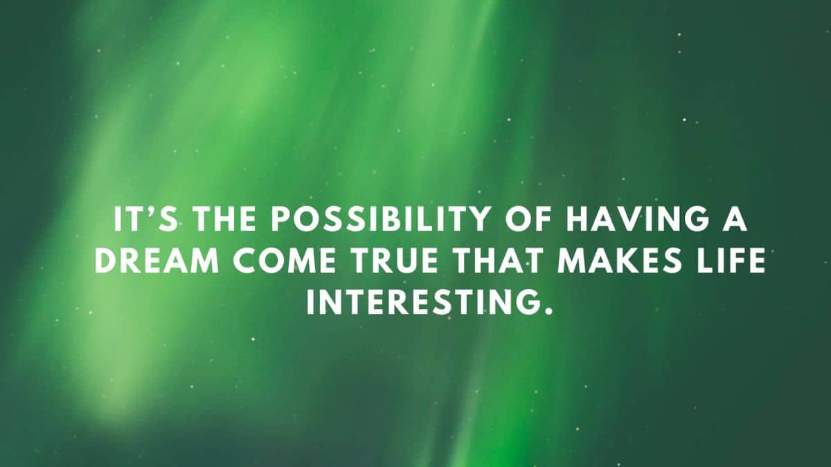 It's the possibility of having a dream come true that makes life interesting