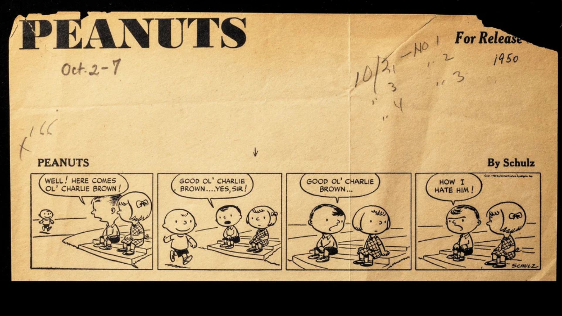 First Publication of "Peanuts" - 1950 AD