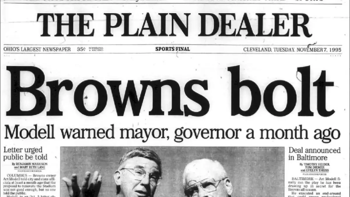 Major Historical Events on November 6 - Cleveland Browns' Controversial Move to Baltimore - 1995 AD