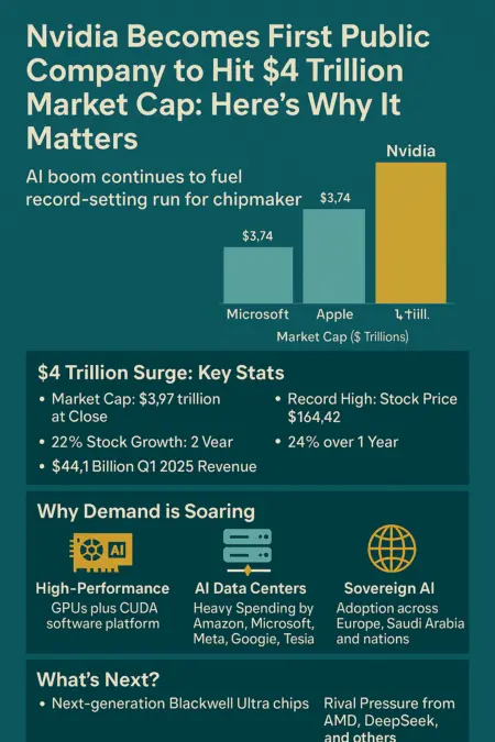 Nvidia Becomes First Public Company to Hit $4 Trillion Market Cap: Here's Why It Matters