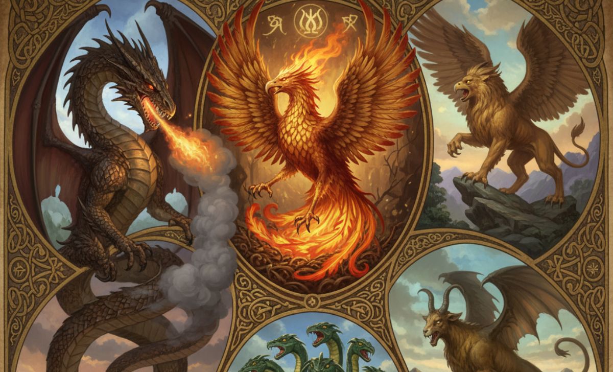 Mythological creatures collection from various cultural traditions - How to Research Mythology for Character Creation