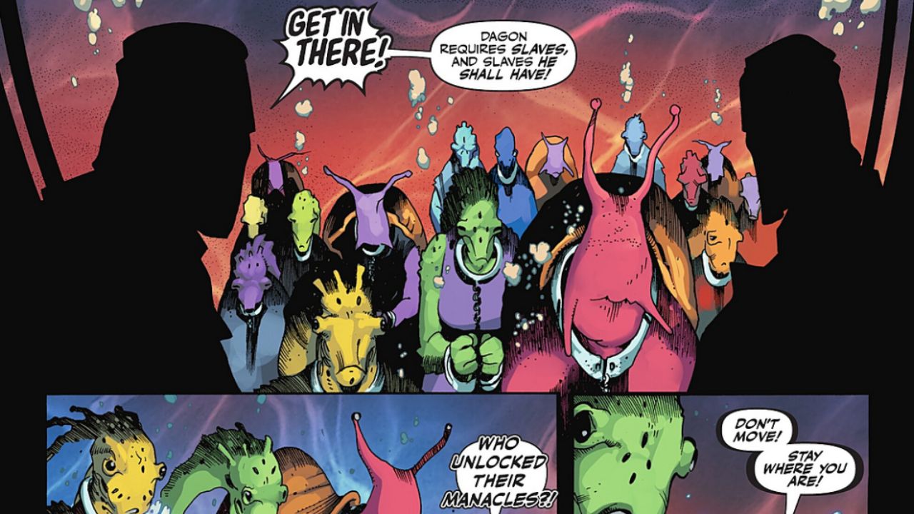 Arion, Vivienne, and Captain Nemo—launch a surprise attack on Dagon’s forces