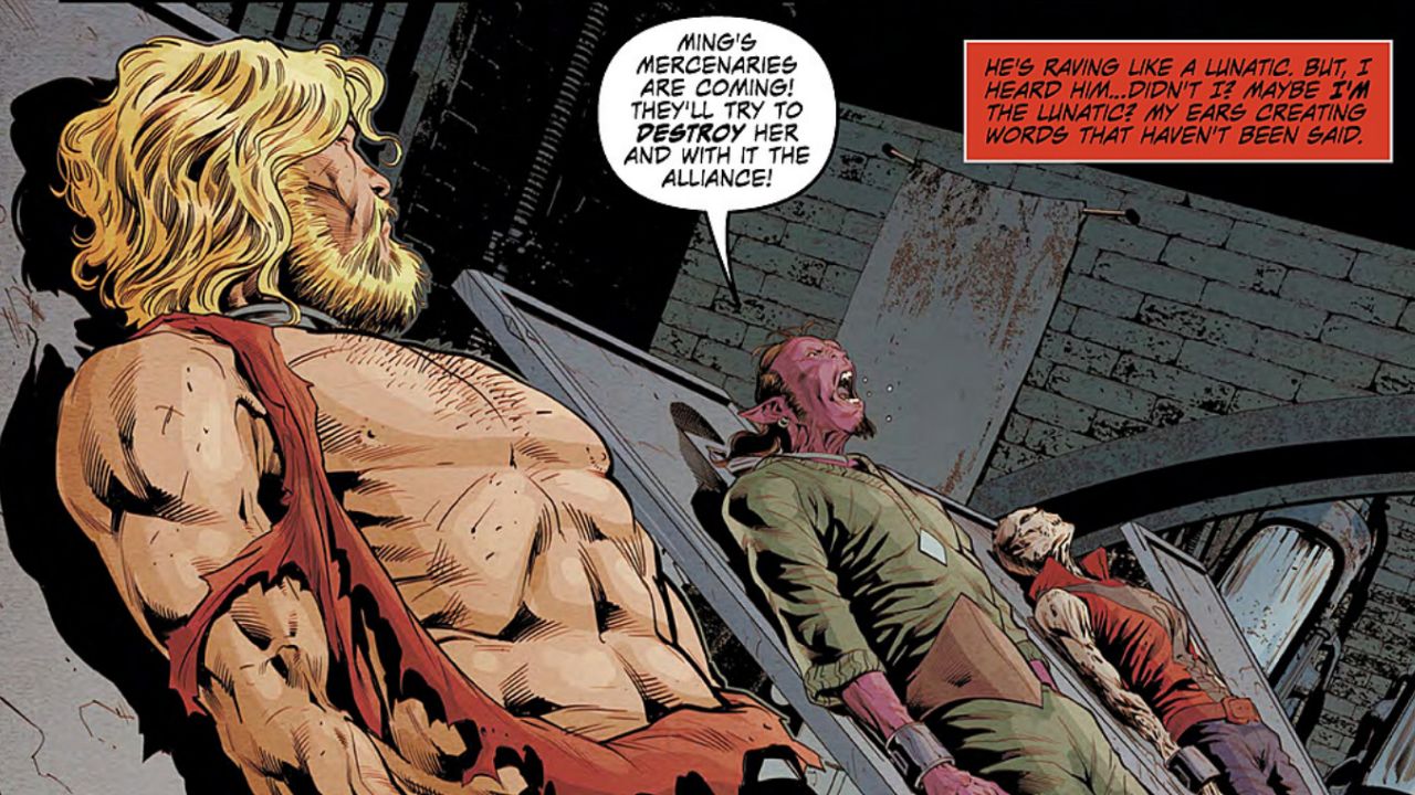 Flash Gordon, the man who once saved the universe, reduced to a prisoner in a dark