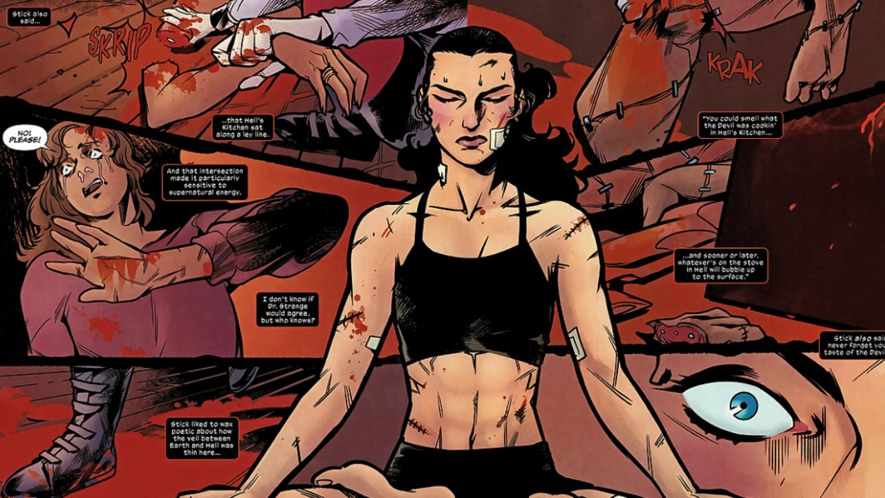 Elektra stitches her wounds