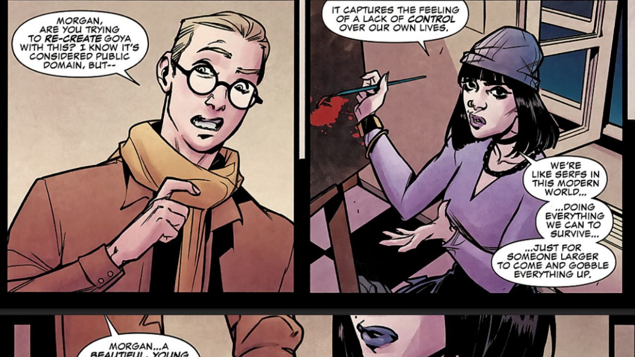 She describes humanity as serfs in this modern world, doing everything just to be gobbled up by something larger.