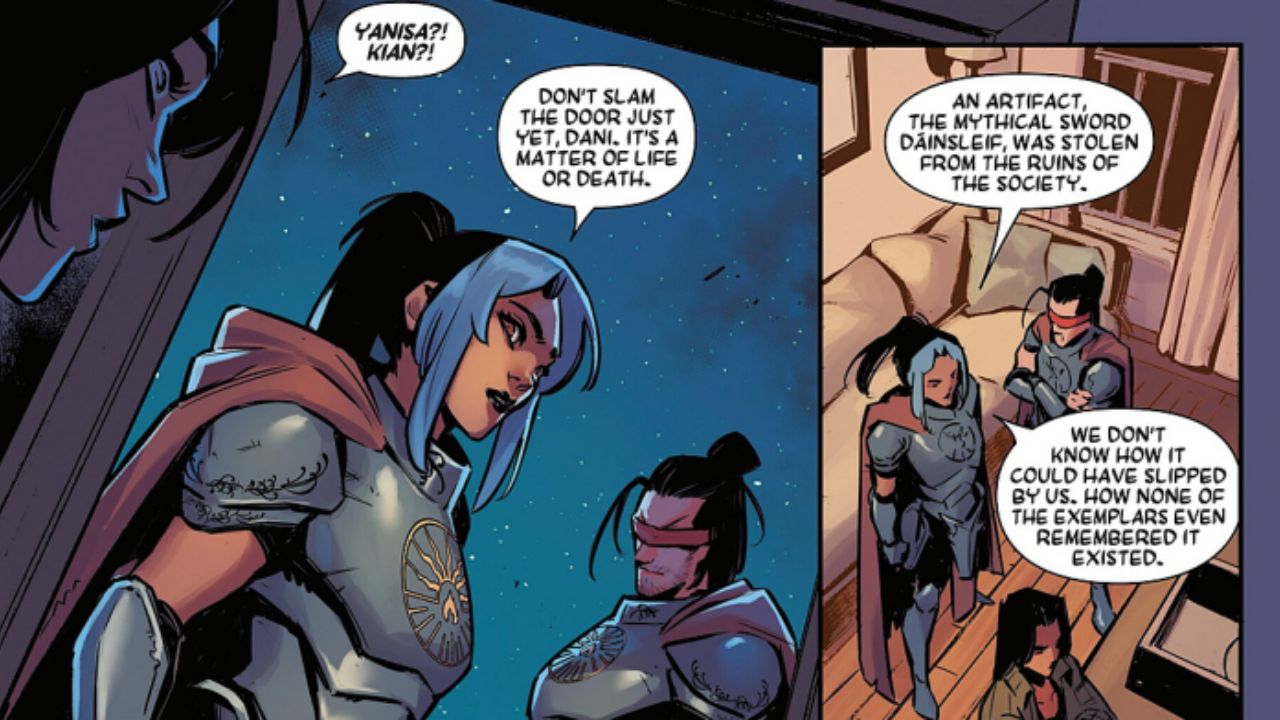 Yanisa and Kian, two Exemplars from the now-defunct Society, arrive at Dani's door