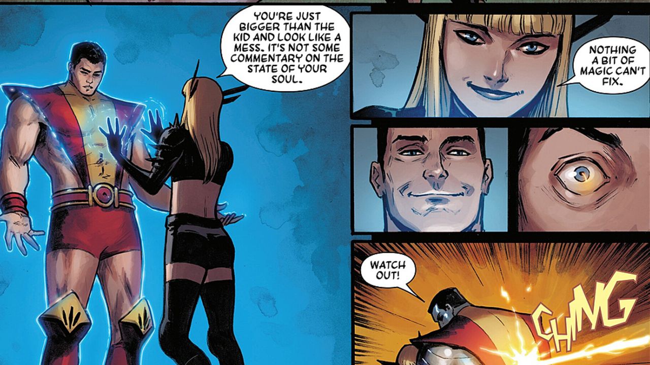 the man is just scared of a giant metal stranger in the middle of the night